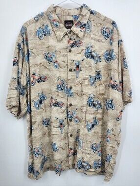 Harley Davidson Mens Short Sleeve Shirt  Button Up All Over Motorcycle Print XXL